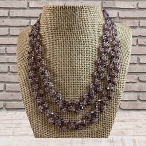 36” beaded chain.Purple bicone crystals.seed beads New With Tags !